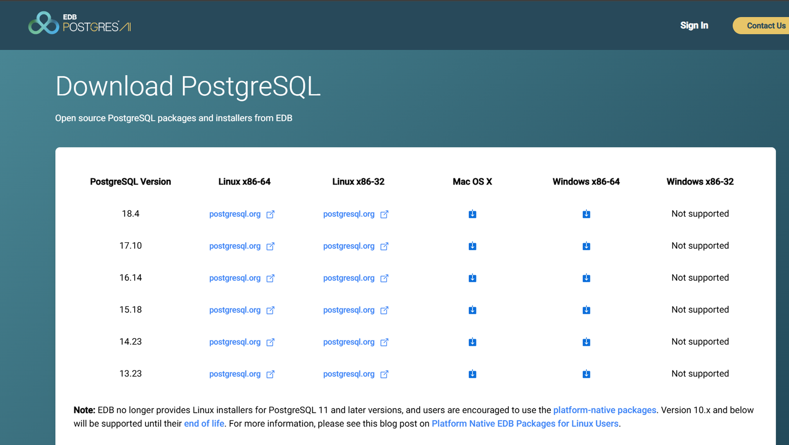Download the PostgreSQL Windows installer