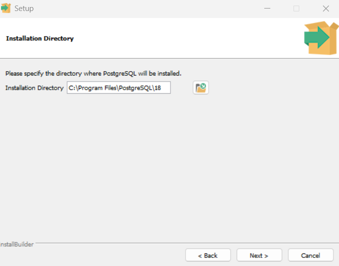 PostgreSQL installation welcome screen
